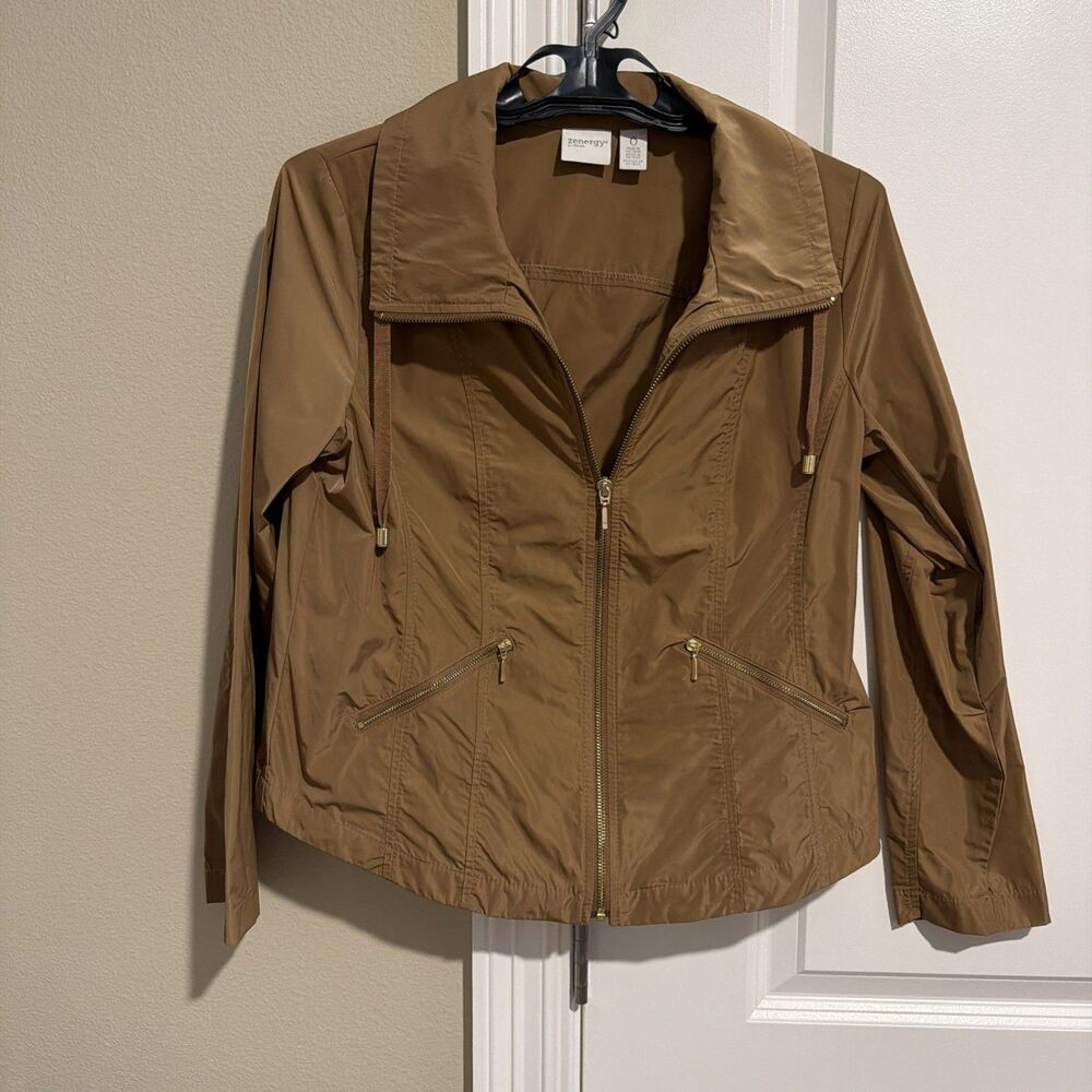 Zenergy By Chicos Light Weight Caramel Jacket Size 0 Zippered